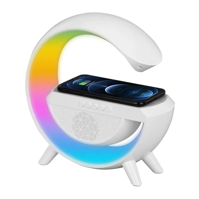 Bluetooth Speaker & FM Radio With Wireless Mobile Charger, LED Table Lamp Color Changing Rechargeable Desk Lights Code : 4147